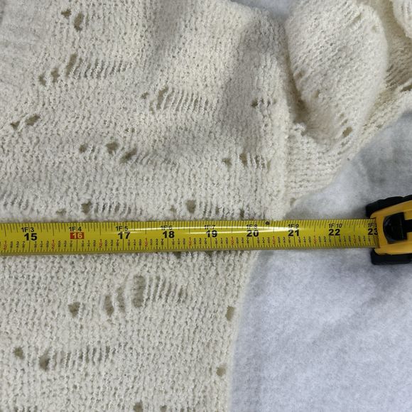 Free People Sweater Dress Tunic Womens Sz M Ivory Distressed Open Knit Bohemian - Picture 16 of 16